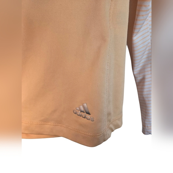 Adidas Women's Golf Pullover Mock Neck Quarter Zip Long Sleeve Large Peach Color - Picture 3 of 7
